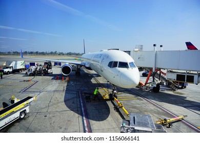 Los Angeles, CA /USA - June 09 2018: Airplane Maintenance