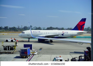 Los Angeles, CA /USA - June 09 2018: Airplane Maintenance