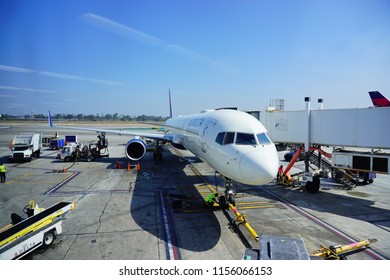 Los Angeles, CA /USA - June 09 2018: Airplane Maintenance