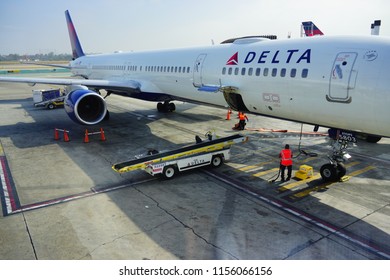 Los Angeles, CA /USA - June 09 2018: Airplane Maintenance