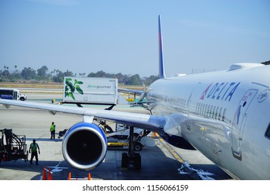 Los Angeles, CA /USA - June 09 2018: Airplane Maintenance