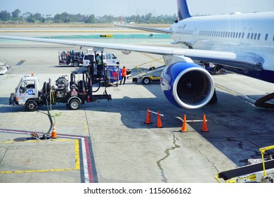 Los Angeles, CA /USA - June 09 2018: Airplane Maintenance