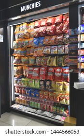 LOS ANGELES, CA, USA - JUNE 25, 2019:  A News Stand With Snacks And Drinks At Los Angeles International Airport