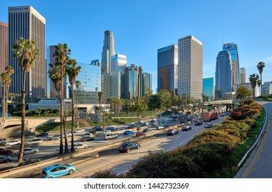 Los Angeles, CA / USA - March 23 2019: Los Angeles, California downtown cityscape.
