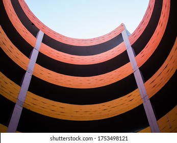 Los Angeles, CA / USA - May 20, 2020: Empty Spiral Parking Lot In Los Angeles