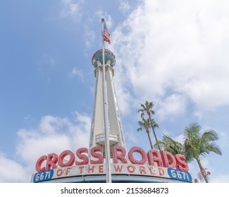 Los Angeles, CA, USA - May 2, 2022: Exterior Of Crossroads Of The World On Sunset Boulevard In Los Angeles, CA.