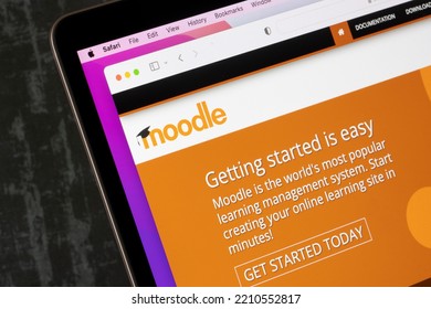 Los Angeles, CA, USA - May 13, 2022: Website Homepage Of Moodle, A Free Open Source Learning Platform Or Course Management System (CMS), Is Seen On A MacBook Computer.