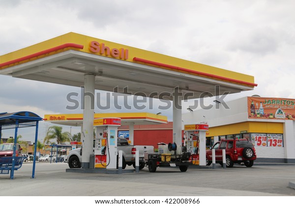 Los Angeles, CA, USA - May 8, 2016: Royal Dutch\
Shell Plc or Shell is an Anglo-Dutch multinational oil and gas\
company. It is the fourth largest company in the world as of 2014,\
in term of revenue.