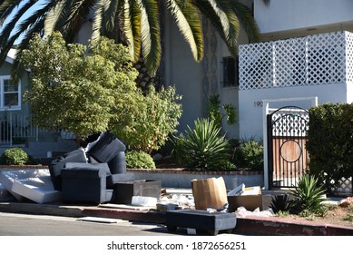 Los Angeles, CA USA - November 15, 2020: A Familyâ€™s Furnishings On The Street After An Eviction Following Long Coronavirus Lockdowns