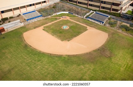 Los Angeles, CA USA - Oct 30 2022: This Photograph Shows An Aerial, Overhead View Of An Empty Baseball Field.