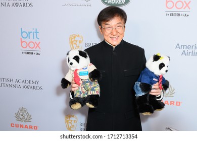 LOS ANGELES, CA / USA - October 25, 2019: Jackie Chan walks the red carpet at 2019 British Academy Britannia at on October 25, 2019 at The Beverly Hilton Hotel 