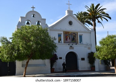 Los Angeles, CA, USA - October 10, 2019: La Iglesia De Nuestra Señora La Reina De Los Ángeles (Church Of Our Lady Queen Of The Angels) In The Los Angeles Plaza Historic District.