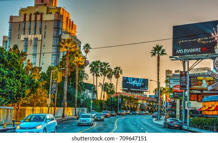 Los Angeles, CA, USA - October 29, 2016: Sunset Boulevard At Dusk