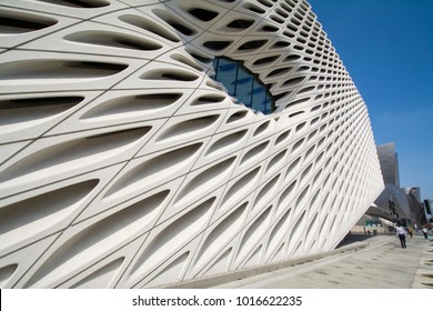 LOS ANGELES, CA, USA: SEP 19, 2017: The Broad Exterior Honeycomb Pattern Facade In Downtown LA. It Is A Contemporary Art Museum Named After Eli Broad.