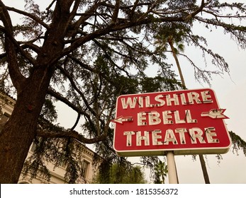 Los Angeles, CA / USA - September 11, 2020: Exterior Of The Historic Wilshire Ebell Theatre With Retro Neon Sign.
