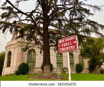 Los Angeles, CA / USA - September 11, 2020: Exterior Of The Historic Wilshire Ebell Theatre With Retro Neon Sign.