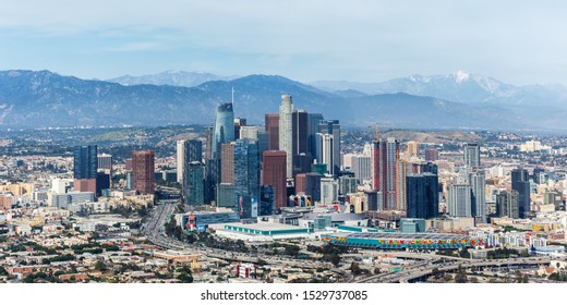 Los Angeles, California – April 14, 2019: Downtown skyline city cityscape in Los Angeles, California.
