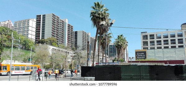 LOS ANGELES, California - April 25, 2018: Grand Central Market, The Homer Laughlin Building