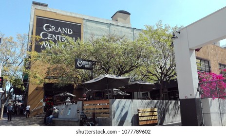 LOS ANGELES, California - April 25, 2018: Grand Central Market, The Homer Laughlin Building