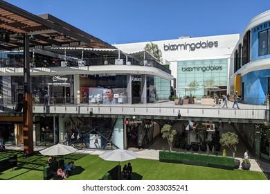 Los Angeles, California - August 29, 2021: View Of The Atrium Space At Westfield Century City Outdoor Shopping Mall