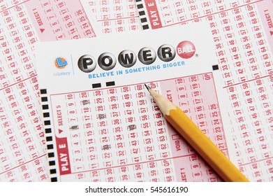 Los Angeles, California - December 02, 2016: A Filled Out California Lottery Power Ball Playslip