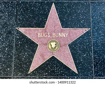 Los Angeles, California - February 12, 2019: The Star Of Bugs Bunny In The Walk Of Fame Sidewalk In Hollywood.