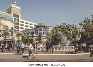 Los Angeles, California - February 18, 2020 : The Grove At Farmers Market, Retail And Entertainment Complex In Los Angeles