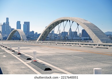 LOS ANGELES CALIFORNIA - JULY 10, 2022: 6th Street Viaduct Bridge Connecting The Arts District In Downtown LA To Boyle Heights Reopens After New Construction Is Completed. Los Angeles, California USA 