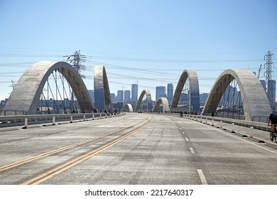 LOS ANGELES CALIFORNIA - JULY 10, 2022: 6th Street Viaduct Bridge Connecting The Arts District In Downtown LA To Boyle Heights Reopens After New Construction Is Completed. Los Angeles, California USA 