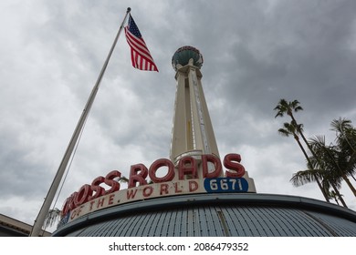 Los Angeles, California - March 28, 2020: The Entrance For The Historic Crossroads Of The World, In The Middle Of Hollywood.