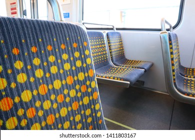 Los  Angeles, California - May 21, 2019: Inside The Los Angeles Metro Rail Train