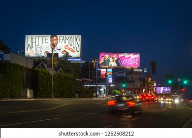 Los Angeles, California – November 6, 2017: Sunset Blvd At Night.