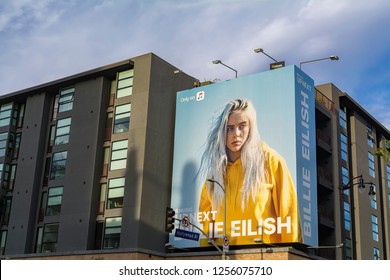 Los Angeles, California – November 6, 2017:  Billie Eilish Billboard On The Side Of A  Building On Hollywood Blvd. 