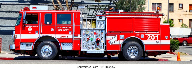 Los Angeles, California - October 6, 2019: LAFD Los Angeles Fire Department Truck