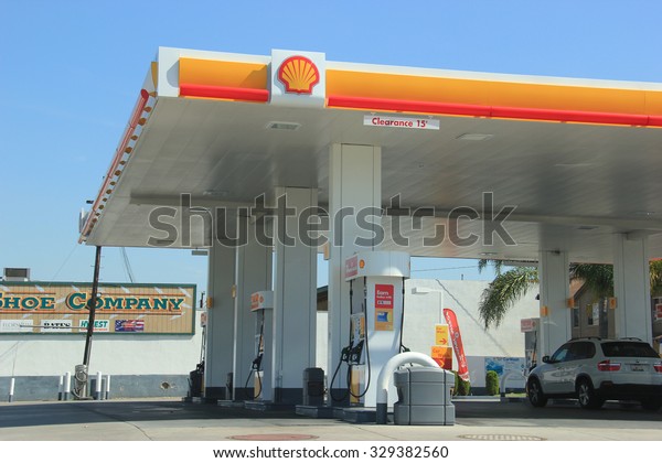 Los Angeles, California - October 7, 2015: Royal\
Dutch Shell Plc or Shell is an Anglo-Dutch multinational oil and\
gas company. It is the fourth largest company as of 2014, in term\
of revenue.