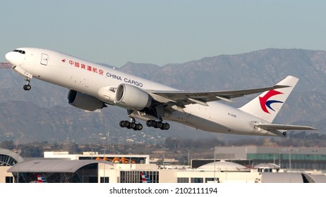 Los Angeles, California- Sep 13 2021: A China Cargo Air Boeing 777 Taking Off From LAX.