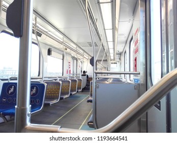 LOS ANGELES, California - September 14, 2018: Inside The Los Angeles LA Metro Rail