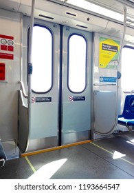 LOS ANGELES, California - September 14, 2018: Inside The Los Angeles LA Metro Rail