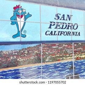 LOS ANGELES, California - September 15, 2018: SAN PEDRO Fishermens Memorial, Los Angeles Harbor