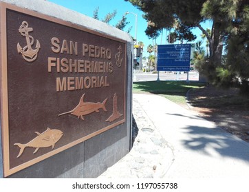 LOS ANGELES, California - September 15, 2018: SAN PEDRO Fishermens Memorial, Los Angeles Harbor