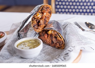 Los Angeles, California, United States - 05-09-2019: A View Of A Carne Asada Burrito.