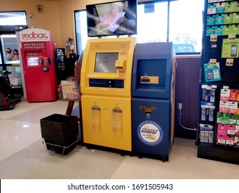 Los Angeles, California, United States - 03-09-2020: A View Of A DMV Now Kiosk Seen At A Local Grocery Store.