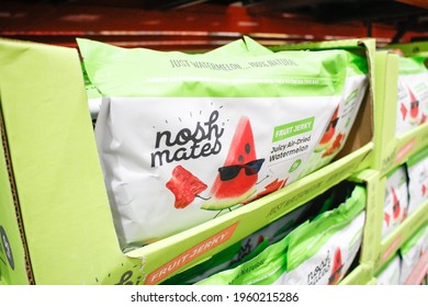 Los Angeles, California, United States - 04-06-2021: A View Of Several Packages Of Nosh Mates Fruit Jerky Juicy Air-dried Watermelon, On Display At A Local Grocery Store.