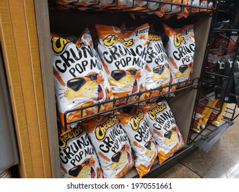 Los Angeles, California, United States - 04-26-2021: A View Of Several Packages Of Cheetos Crunch Pop Mix, On Display At A Local Grocery Store.