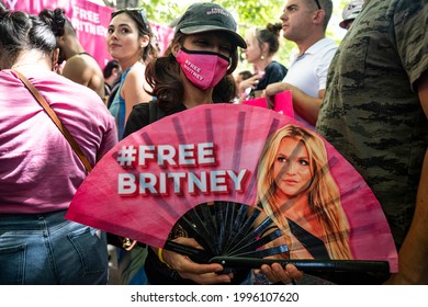 Los Angeles, California, United States. June 23, 2021: #FreeBritney Rally At LA Downtown Grand Park During A Conservatorship Hearing For Britney Spears.