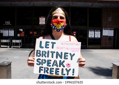 Los Angeles, California, United States. June 23, 2021: #FreeBritney Rally At LA Downtown Grand Park During A Conservatorship Hearing For Britney Spears.