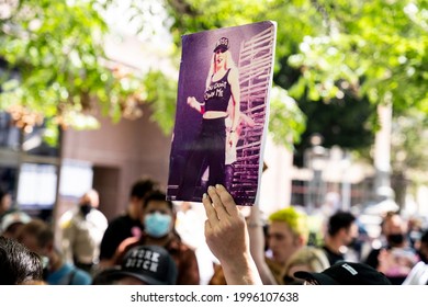 Los Angeles, California, United States. June 23, 2021: #FreeBritney Rally At LA Downtown Grand Park During A Conservatorship Hearing For Britney Spears.