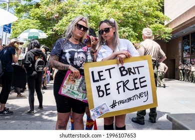 Los Angeles, California, United States. June 23, 2021: #FreeBritney Rally At LA Downtown Grand Park During A Conservatorship Hearing For Britney Spears.