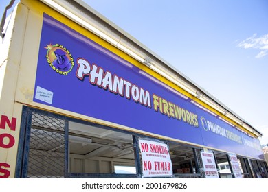 Los Angeles, California, United States - 07-03-2021: A View Of The Phantom Fireworks Banner On One Of The Stands.