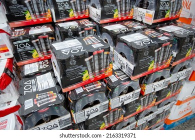 Los Angeles, California, United States - 05-20-2022: A View Of Several Cases Of Zoa Energy Drinks, On Display At A Local Big Box Grocery Store.